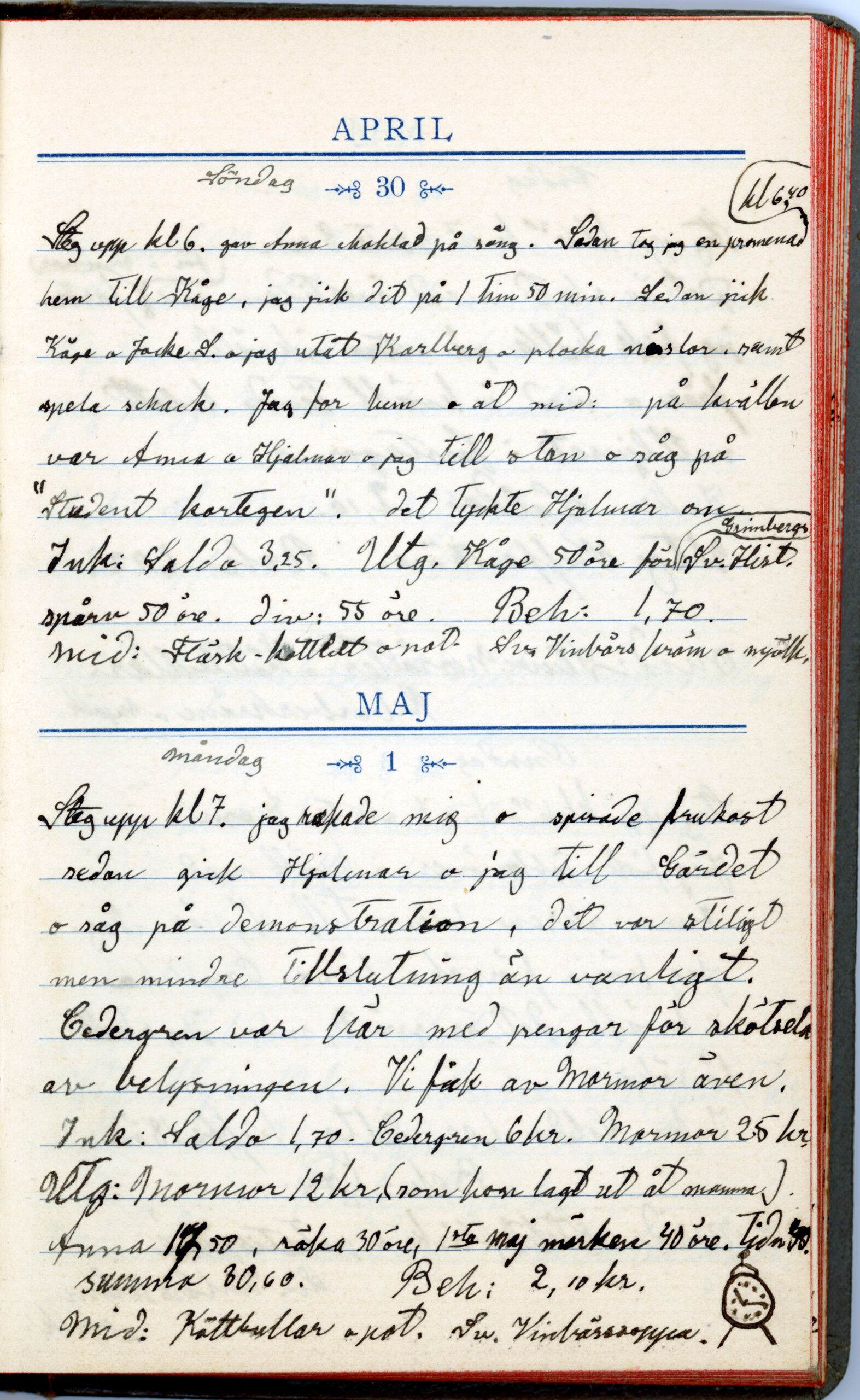 En sida ur en gammal handskriven dagbok med snirklig handstil.