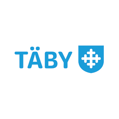 Blå och vit logotyp för Täby kommun